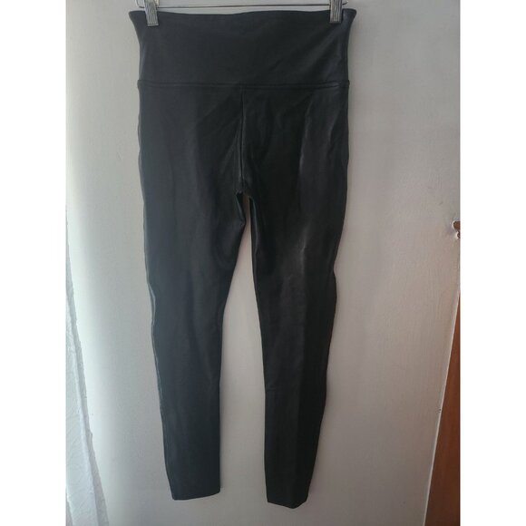 Spanx Faux Leather Legging Black Womens Latge #2437 Pants Stretchy Shiny - Picture 4 of 7